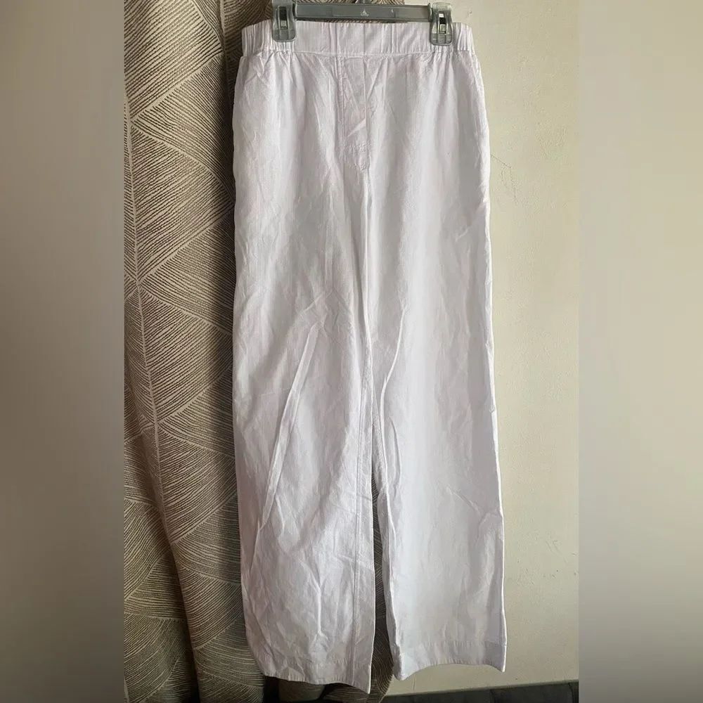 COS Relaxed Cotton Pants Womens Trousers White Elastic Waist Sz XS